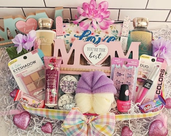 Muttertag Schwester Mama Frauen Geschenkkorb Bad & Body Works Tausend Wünsche Spa Lidschatten Lippenstift Nagel Mani Kosmetiktasche Schokolade