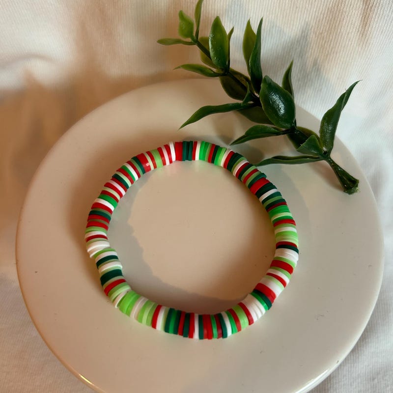 Christmas Clay Bead Bracelets - Etsy