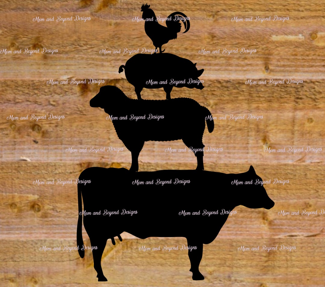 Stacked Farm Animals Vinyl Decal Cow Sheep Chicken Pig Etsy