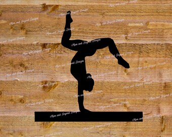 Gymnast on Balance Beam Vinyl Decal / Gymnastics Sticker for Tumblers, Water Bottle, Car Window, Wood Signs
