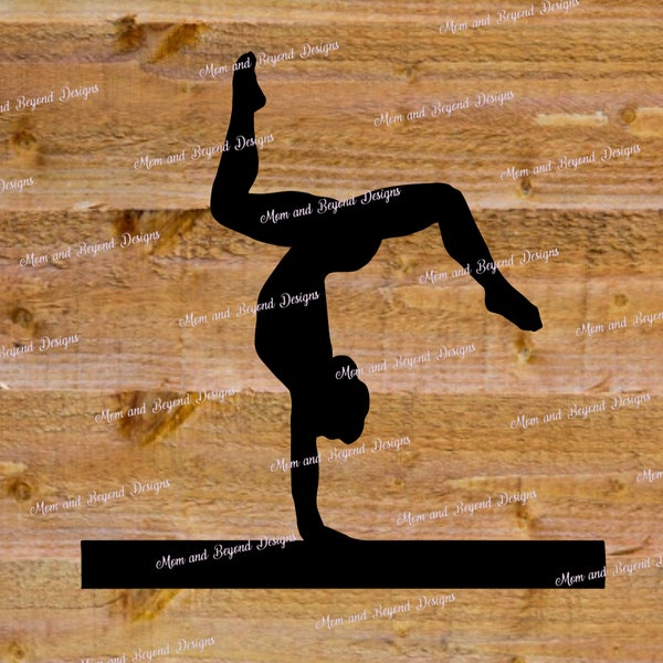 Gymnast on Balance Beam Vinyl Decal / Gymnastics Sticker for Tumblers, Water Bottle, Car Window, Wood Signs