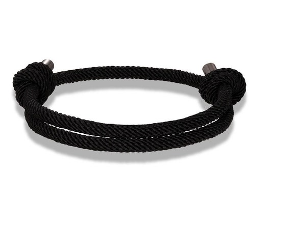 Minimalist Black Rope Bracelet Black Jewelry for Men Gift | Etsy