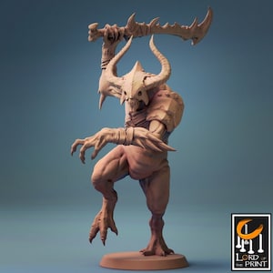 Horned Demon Attacking | Outstanding 3D Printed Fantasy Tabletop Miniatures 28mm 32mm up to 100mm | Dungeons and Dragons DnD D&D