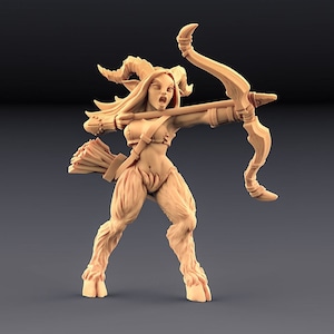 Satyr Fey Archer Ranger | 3D Printed Resin Miniature | 28mm 32mm 100mm | Fantasy Character | for DnD & Tabletop RPG