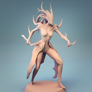 Forest Female Warrior  | Outstanding 3D Printed Fantasy Tabletop Miniatures 28mm 32mm up to 100mm | Dungeons and Dragons DnD D&D