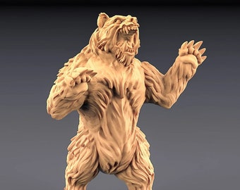 Angry Furry Bear B  | Outstanding 3D Printed Fantasy Tabletop Miniatures 28mm 32mm up to 100mm | Dungeons and Dragons DnD D&D