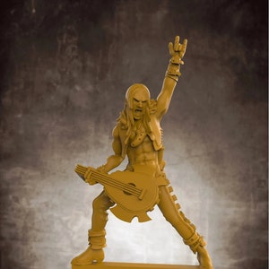 Rockstar Guitar Hero | Outstanding 3D Printed Fantasy Tabletop Miniatures 28mm 32mm up to 100mm | Dungeons and Dragons DnD D&D