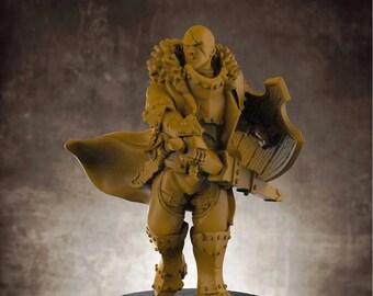 Kingsguard Scarred Paladin | 3D Printed Resin Miniature | 28mm 32mm 100mm | Fantasy Character | for DnD & Tabletop RPG