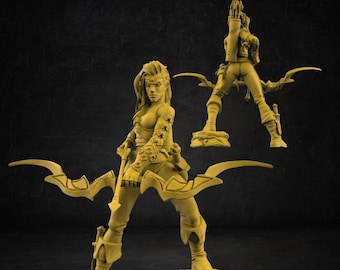 Female Rogue Archer | 3D Printed Resin Miniature | 28mm 32mm 100mm | Fantasy Character | for DnD & Tabletop RPG
