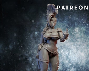 Sexy Punker Sci-Fi Girl Soldier | Résine imprimée en 3D | 28 mm 32 mm 100 mm Échelle | Soldat de science-fiction pour les jeux de guerre et les RPG