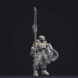 Spear Paladin Knight | Outstanding 3D Printed Fantasy Tabletop Miniatures 28mm 32mm up to 100mm | Dungeons and Dragons DnD D&D