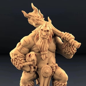 Ogro Cíclope con Cordero / Miniatura de resina impresa en 3D / 28 mm, 32 mm y 100 mm / Personaje de fantasía / Para DnD y juegos de rol de mesa