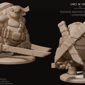 Turtle TMNT Warrior Leohardfoe | 3D Printed Resin Miniature | 28mm 32mm 100mm | Fantasy Character | for DnD & Tabletop RPG