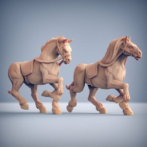 Set of 2x Horse Companion Mount | 3D Printed Resin Miniature | 28mm 32mm 100mm | Fantasy Character | for DnD & Tabletop RPG