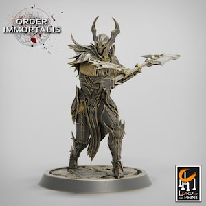 Immortalis Blood Knight Halberd Swing | 3D Printed Resin Miniature | 28mm 32mm 100mm | Fantasy Character | for DnD & Tabletop RPG