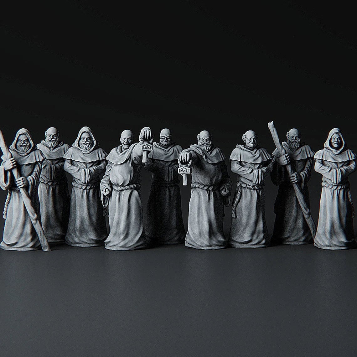 Friar Monk | 3D Printed Resin Miniature | 28mm 32mm 100mm | Fantasy Character | for DnD & Tabletop RPG