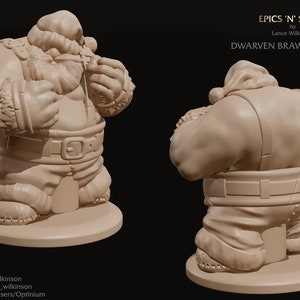 Santa Dwarf Brawler | Outstanding 3D Printed Fantasy Tabletop Miniatures 28mm 32mm up to 100mm | Dungeons and Dragons DnD D&D