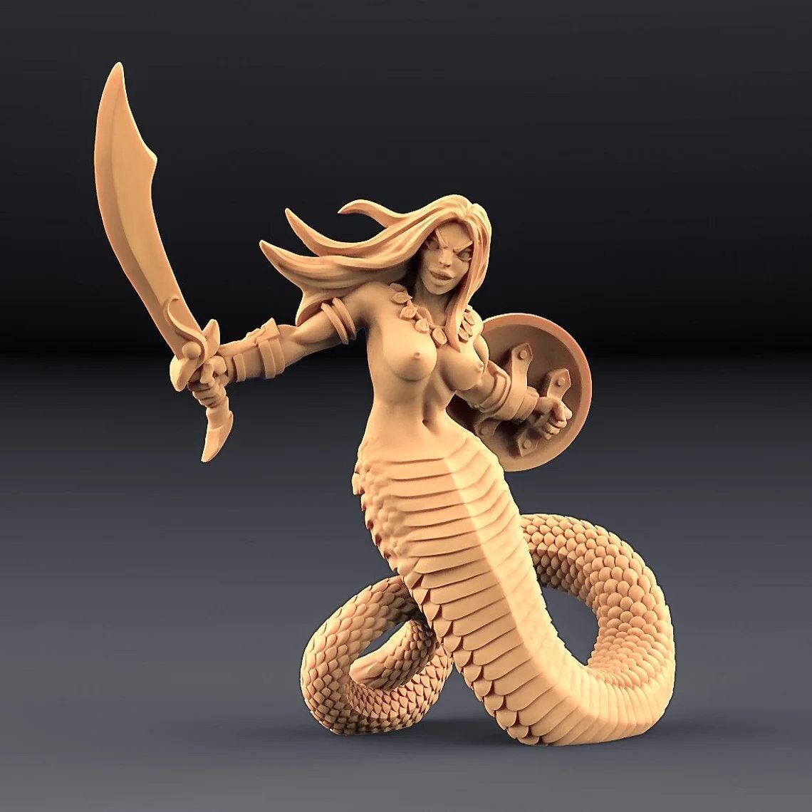 Sexy Naga Warrior A Outstanding 3D Printed Fantasy Tabletop - Etsy Israel