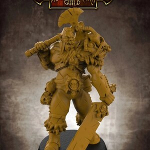 Orc Warrior with Axe and Sword | 3D Printed Resin Miniature | 28mm 32mm 100mm | Fantasy Character | for DnD & Tabletop RPG