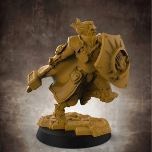 Hammer Cleric Paladin Knight | Outstanding 3D Printed Fantasy Tabletop Miniatures 28mm 32mm up to 100mm | Dungeons and Dragons DnD D&D