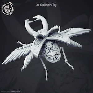 Insecte scarabée mécanique | Miniature en résine imprimée en 3D | 28 mm 32 mm 100 mm | Personnage fantastique | pour D&D et RPG de table