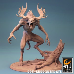 Wendigo | 3D-geprint harsminiatuur | 28 mm 32 mm 100 mm | Fantasiepersonage | voor dnd- en tabletop-rpg