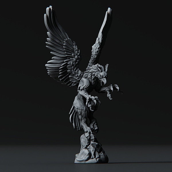 Griffon volant | Miniatures de table fantastiques imprimées en 3D exceptionnelles 28mm 32mm jusqu’à 100mm | Donjons et Dragons DnD D&D