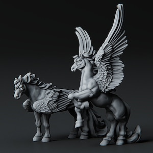 1x Flying Pegasus | 3D Printed Resin Miniature | 28mm 32mm 100mm | Fantasy Character | for DnD & Tabletop RPG