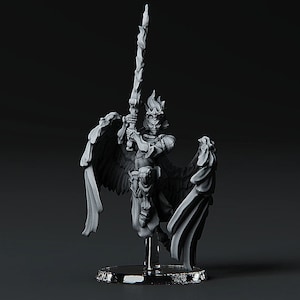 Flaming Sword Angel Celestial Demon | 3D Printed Resin Miniature | 28mm 32mm 100mm | Fantasy Character | for DnD & Tabletop RPG