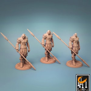Viking Goliath Barbar with Spear  | Outstanding 3D Printed Fantasy Tabletop Miniatures 28mm 32mm | Dungeons and Dragons DnD D&D