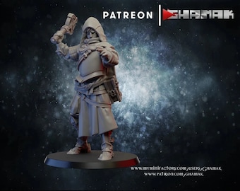 Monje guerrero / Miniatura de resina impresa en 3D / 28 mm, 32 mm y 100 mm / Personaje de fantasía / Para DnD y juegos de rol de mesa