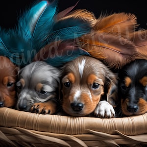 basket of puppy sausage dogs DIGITAL DOWNLOAD