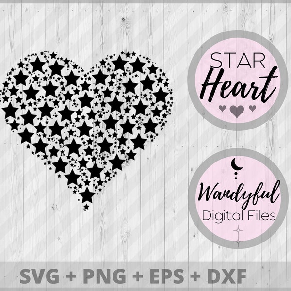 Star Heart SVG | Heart Graphic | Stars SVG | Heart and Stars Graphic | Heart Clipart | Starry Heart SVG | Magical Heart | Heart of Stars