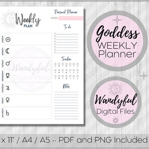 Weekly Planner Page | Goddess Planner | Weekly Planning Printable | Printable Weekly Planner | Digital Weekly Planner | Weekly Agenda Page