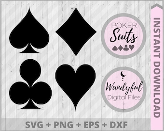 Poker Suits Bundle | Card Suits | Spades Svg | Clubs Svg | Hearts Svg | Diamond Svg | Poker Clipart | Card Suits Graphics | Spades Clipart