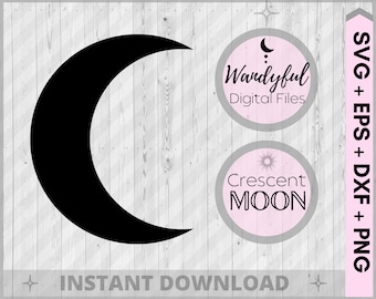 Croissant de lune SVG Téléchargement instantané | Fichier de découpe de vinyle et d'artisanat | Lune découpée | Lune Clip Art en téléchargement numérique | Clipart croissant de lune