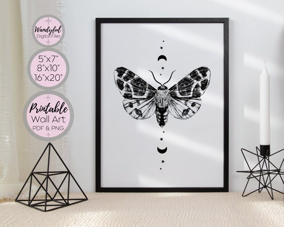 Luna Moth Wall Art | Wall Art Printable | Instant Download Wall Art | Magical Wall Art | Witchy Wall Art | Witchy Printable Art | Luna Moth