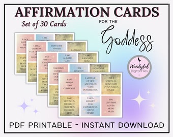 30x Affirmation Cards for Goddesses | Words of Inspiration | Manifestation Affirmations | Positive Affirmations | Magical Spells | Manifest