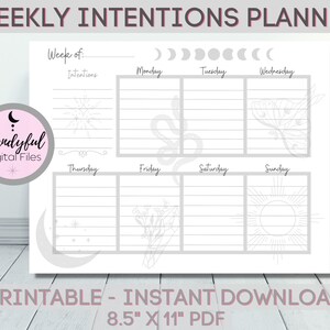 Weekly Intentions Planner | Digital Weekly Planner Page | Weekly Schedule | Daily To-Do Lists | One Page Weekly Planner | Weekly To Do List