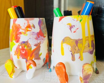 Happy Face Pot: Schreibtisch Organizer, Stiftehalter, Pflanze, Pinselhalter