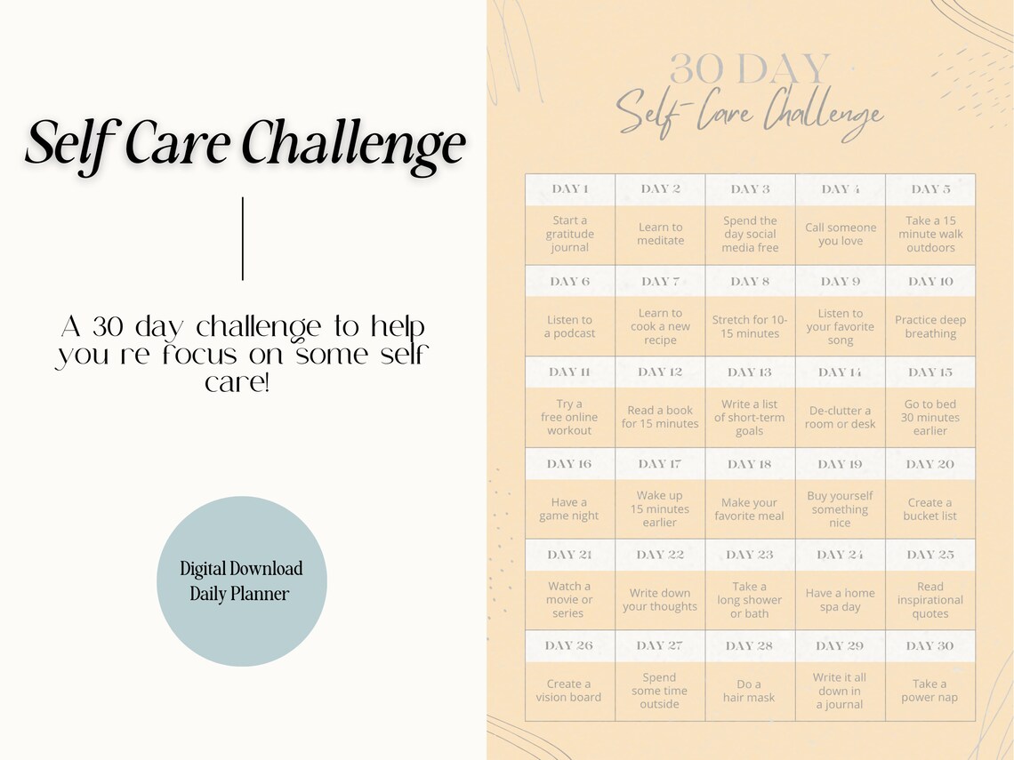 30 Days Self Care Challenges - Etsy