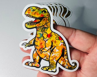 Sticker Paint Splodge T-Rex: kindersticker dinosauruskunst