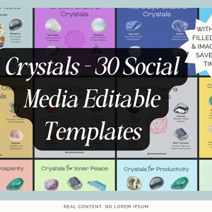 Plantillas de cristal // Publicaciones de signos del zodíaco precargadas, plantillas espirituales, publicaciones de chakras
