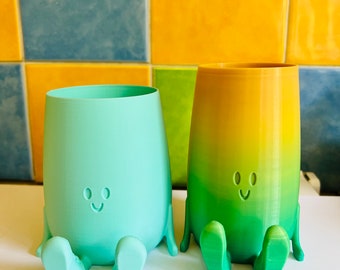Vaso com rosto feliz // Vaso para plantas // Porta-canetas // Porta-pincel de maquiagem // Organizador de mesa com rosto sorridente