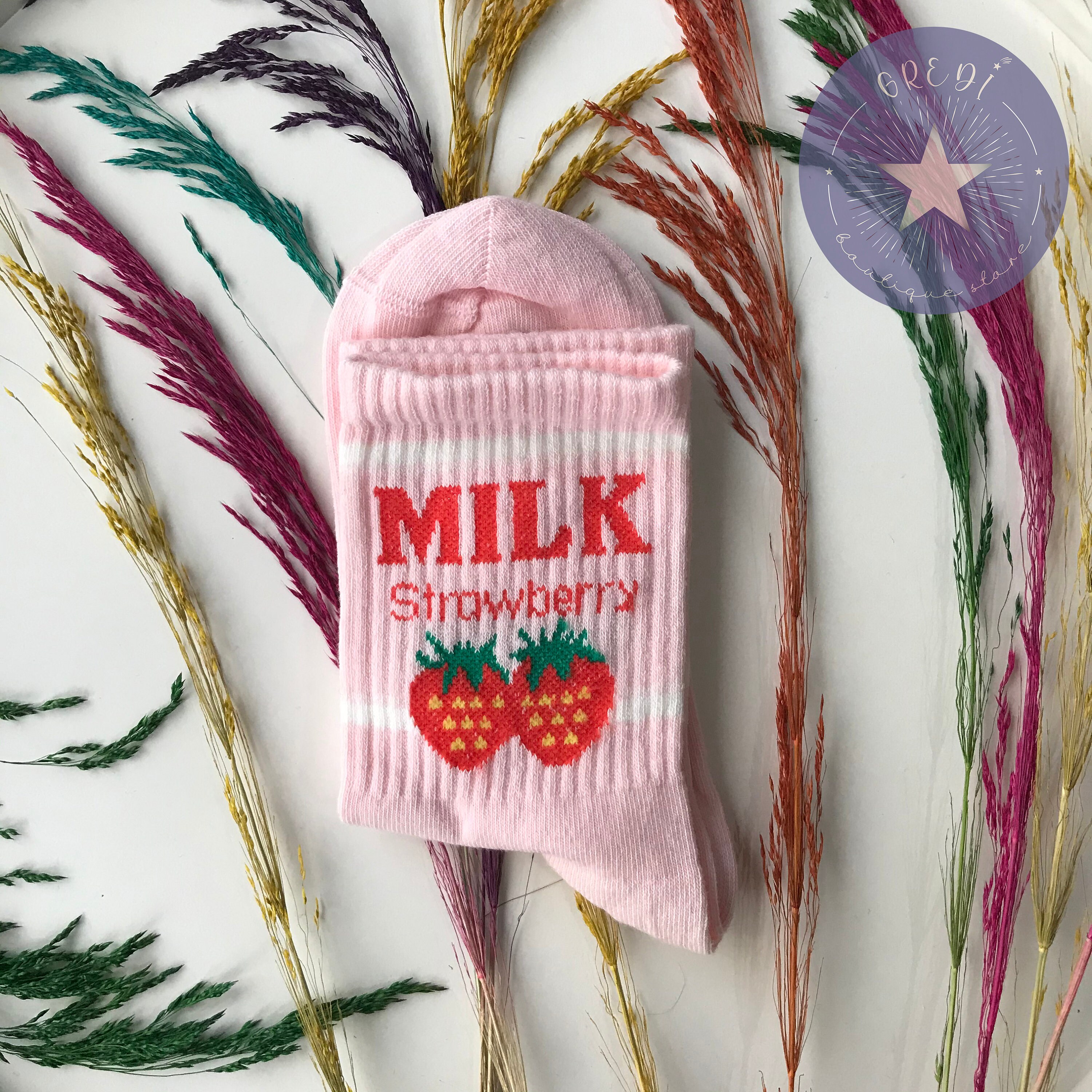 Buy 1 Get 2 More FREE Milk Socks Strawberry Socks Unisex Etsy