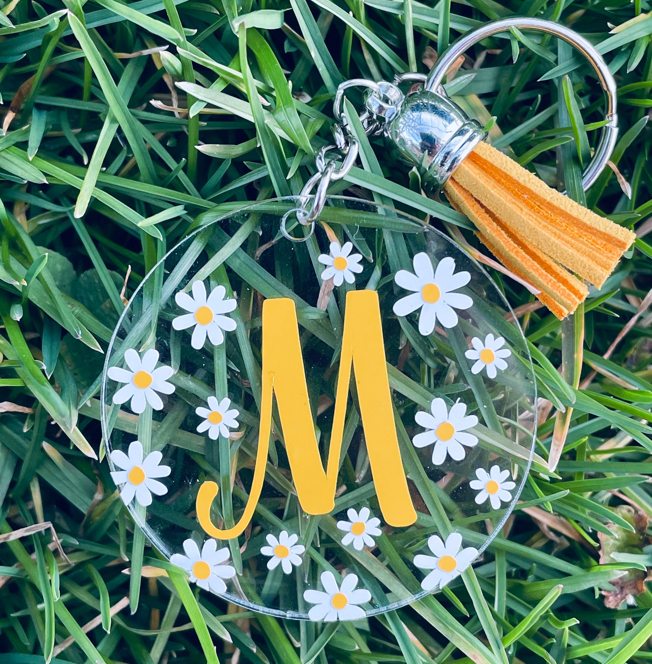 Personalized Daisy Keychain Etsy