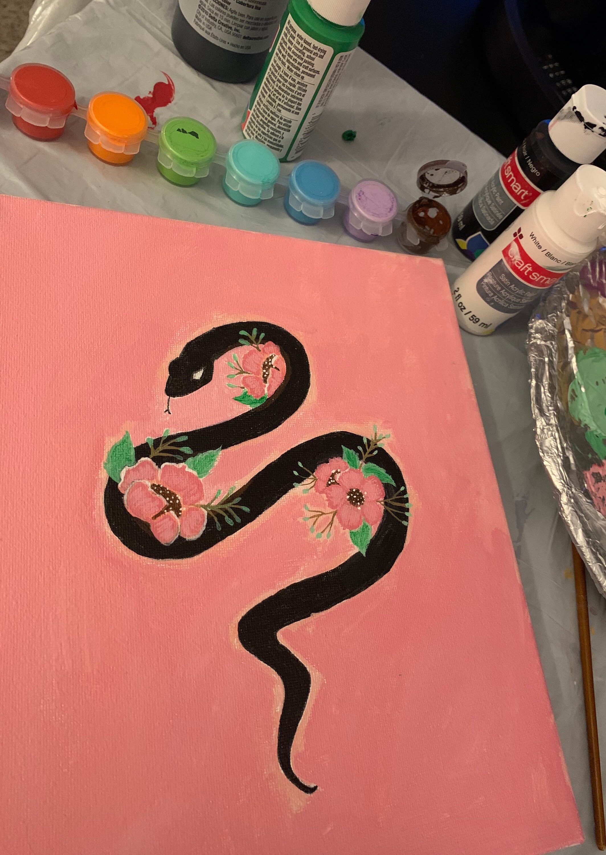 Snake Acrylic Painting on Canvas Etsy