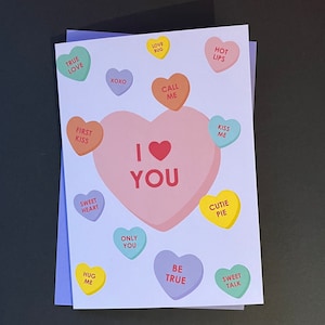 Tarjeta de San Valentín con corazones de amor retro // Tarjeta de aniversario dulce