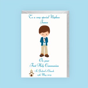 Cartes de communion pour garçons| Carte de communion personnalisée pour garçon.