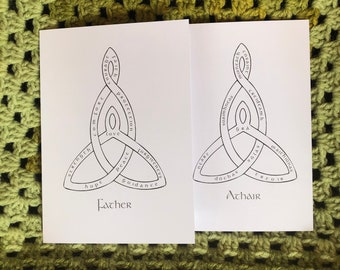 Irish Language Card for Parents or Grandparents, designed with beautiful celtic knot.